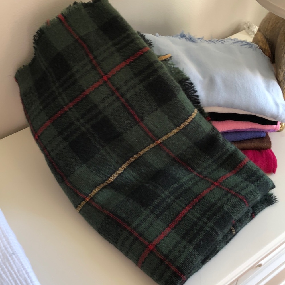 Forest green plaid scarf